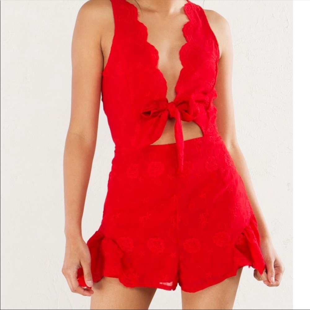 Red Scalloped Romper